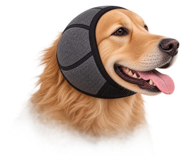 Cane con PetCalm riparato dal vento