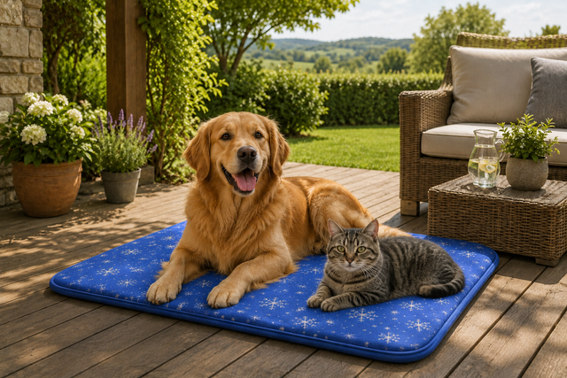 Il tappetino PetCarpet in terrazza con un cane sopra